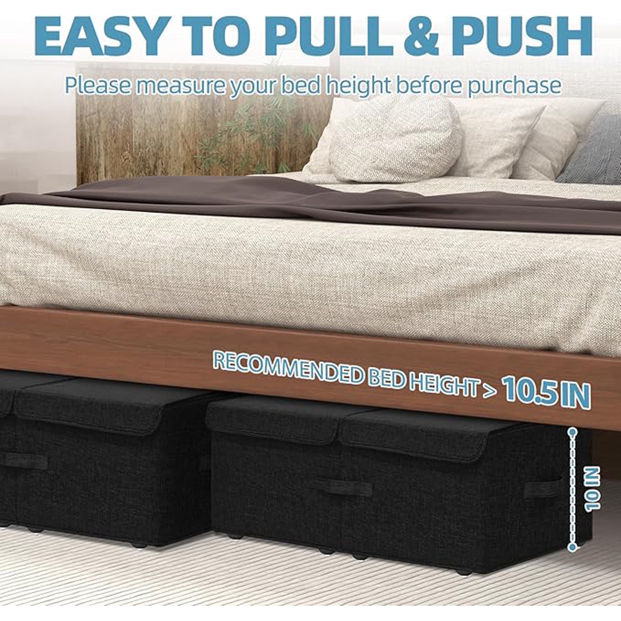 Black 2 Pack Under Bed Storage Container with Wheels and Lids H29364