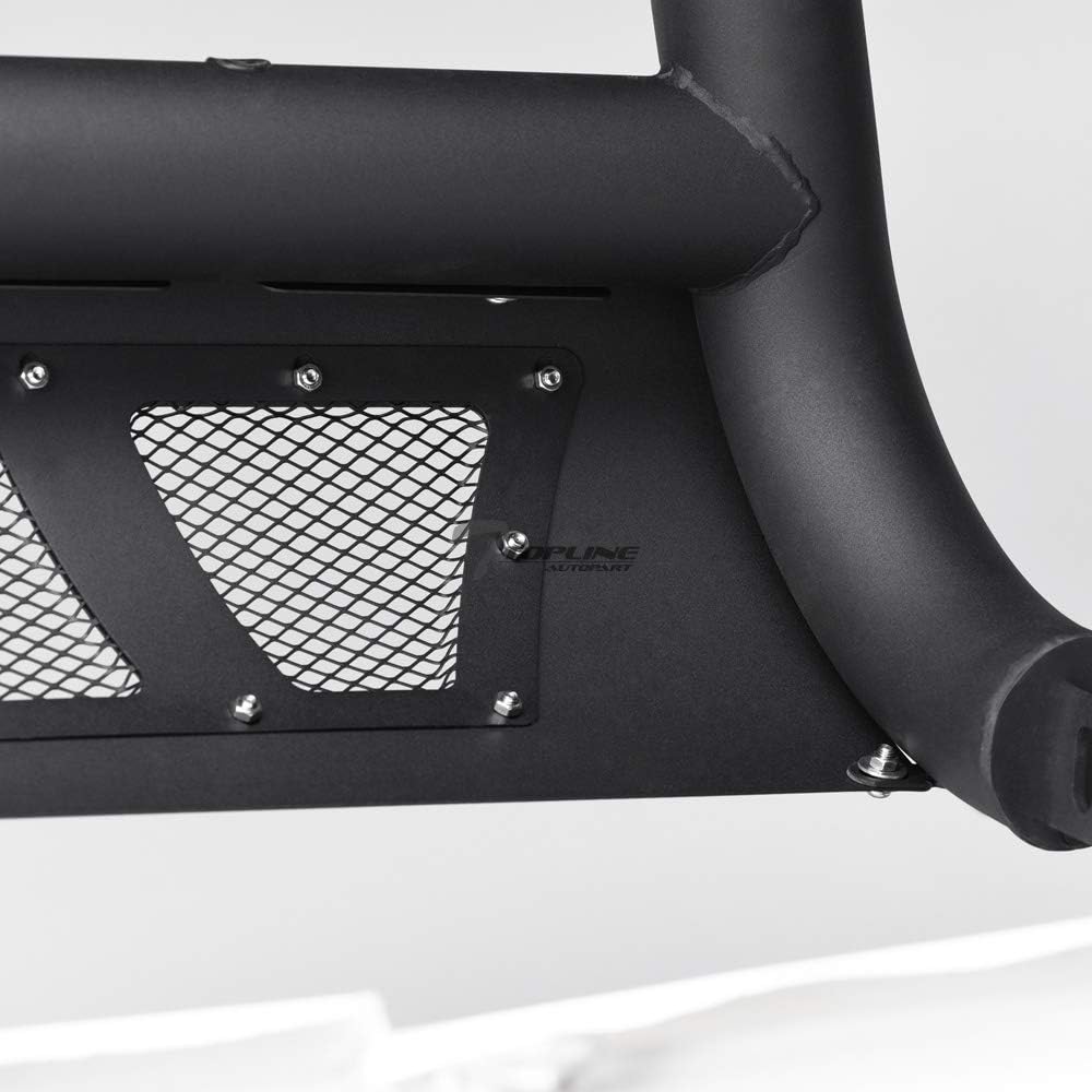 Matte Black Mesh Bull Bar Brush Push Front Bumper Grill Guard With Skid Plate T868