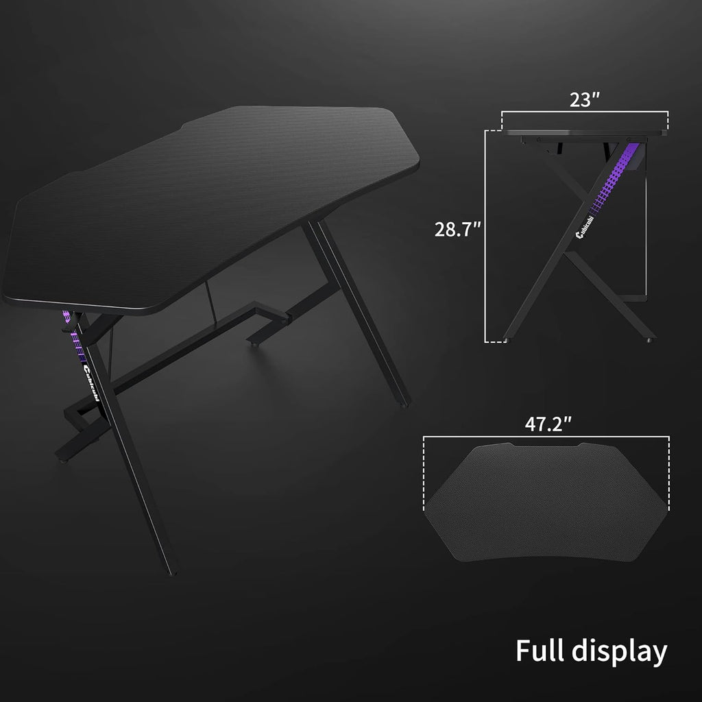 47 inch Gaming Desk with Carbon Fiber Surface and Cable Tray N695020
