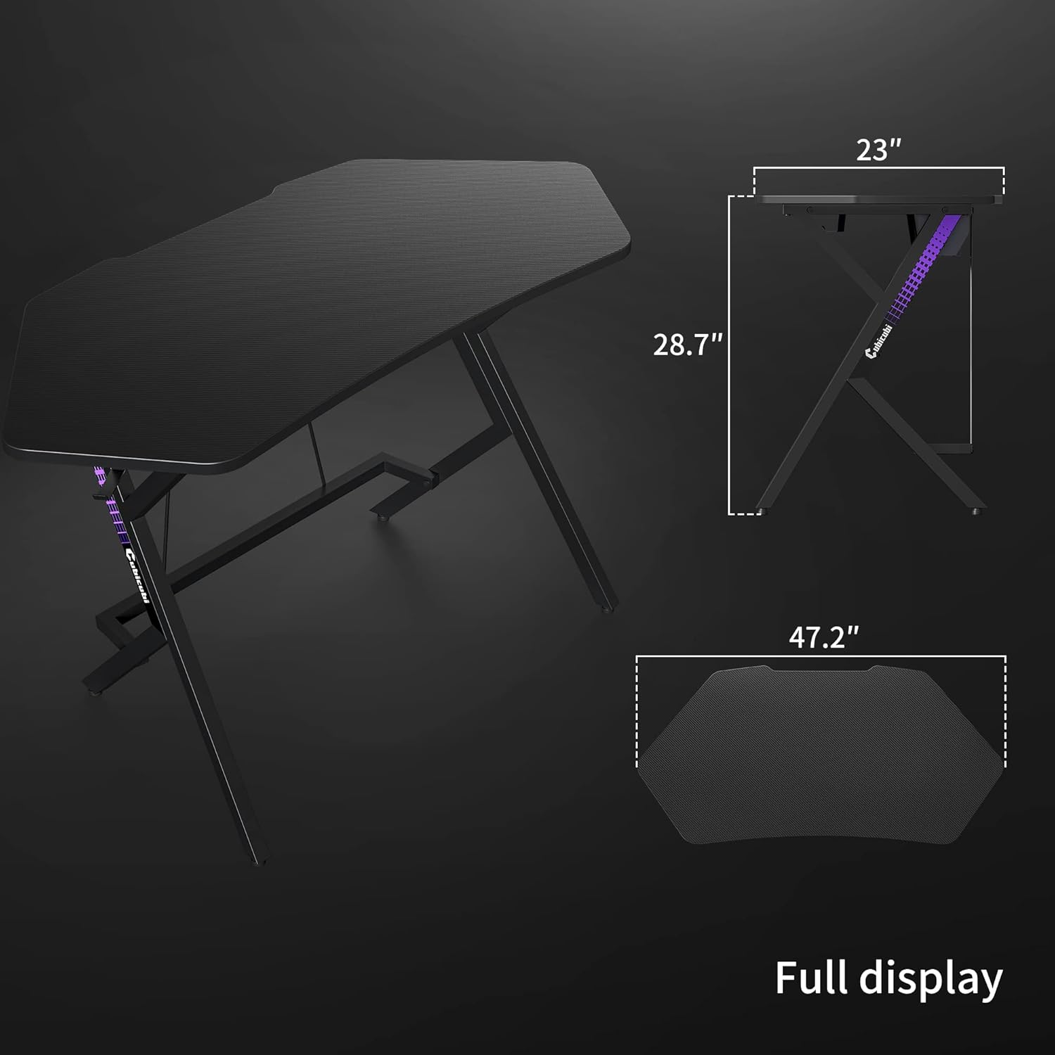47 inch Gaming Desk with Carbon Fiber Surface and Cable Tray N695020