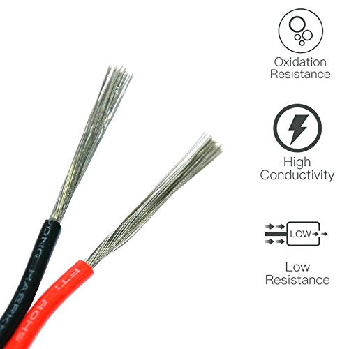 18 AWG 20 Feet 10 ft Black 10 ft Red 18 Gauge Silicone Wire Hook Up Wire Cable Flexible Tinned Copper Wire N7050