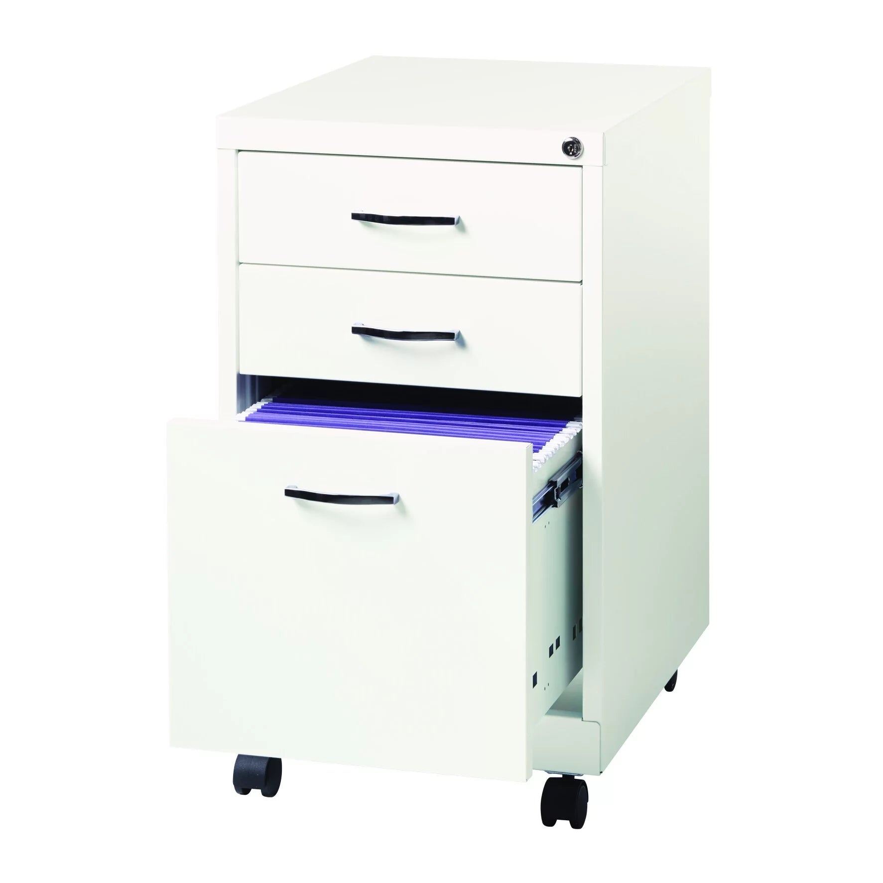 White 3-Drawer Mobile Pedestal File Cabinet P208