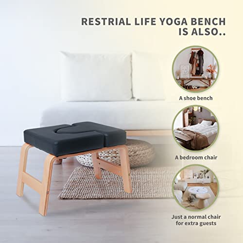 Black Yoga Headstand Bench with Wood and PU Pads B9410