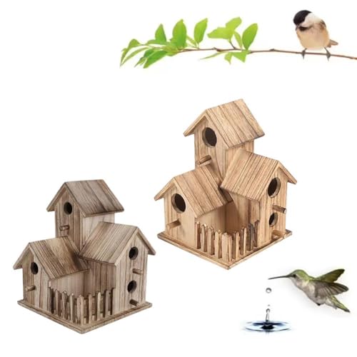 4 Hole Wooden Bird House C987