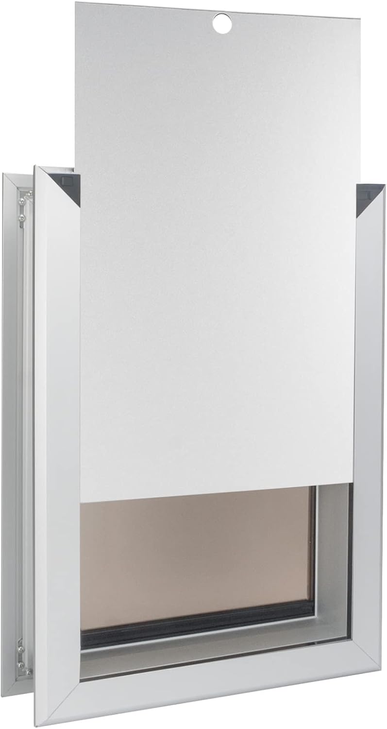 Large Pet Door Aluminum Dog Door Cat Door with Slide-in Lock Panel and Magnetic Flaps O208