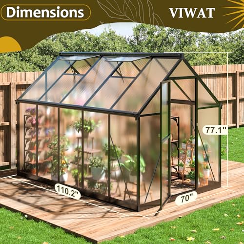 Black Aluminum Polycarbonate Greenhouse C8865