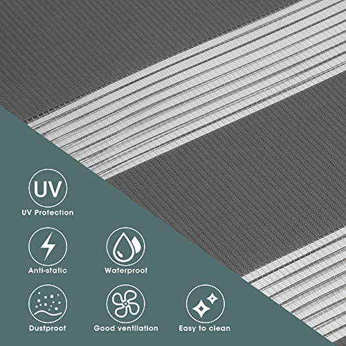 White 24" W x 72" H Cordless Zebra Roller Blinds N128390