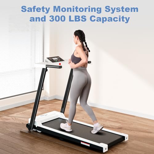 White Portable Folding Treadmill with LED Display X931