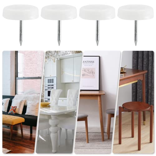 100pcs 18mm White Nylon Furniture Sliders T33354