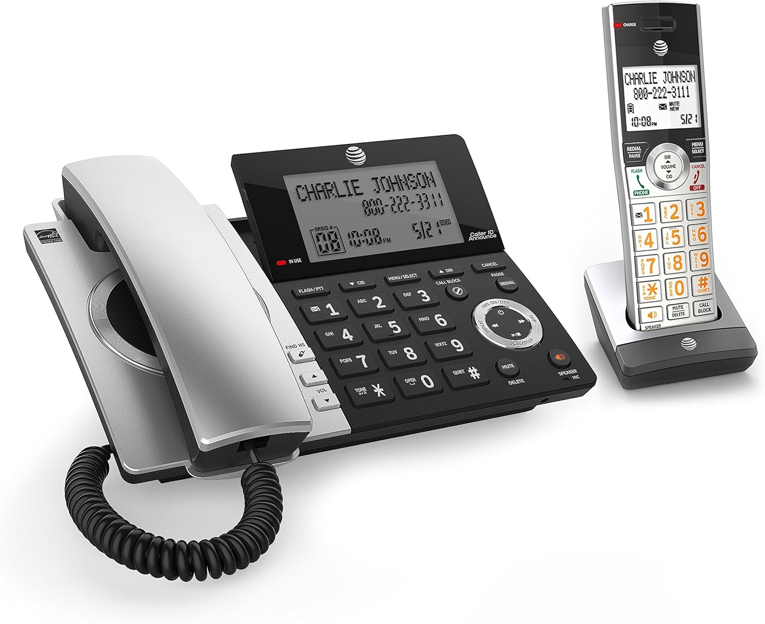 Black/Silver DECT 6.0 Corded/Cordless Phone with 1 Handset R1399