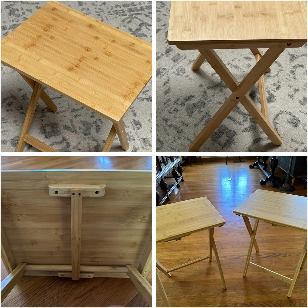 Folding TV Tray Table Set of 2, Bamboo F5543