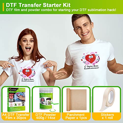 30 A4 Sheets, 14oz White Medium DTF Powder, Direct-to-Film Transfer M56371