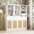 White Cat Litter Box Enclosure with Scratch Post, Stairs, Storage Drawers, Shelves, Sisal Doors S139254