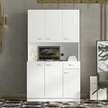 White 39" W Tall Freestanding Wood Wardrobe Armoire with Doors and Storage Shelves K770029