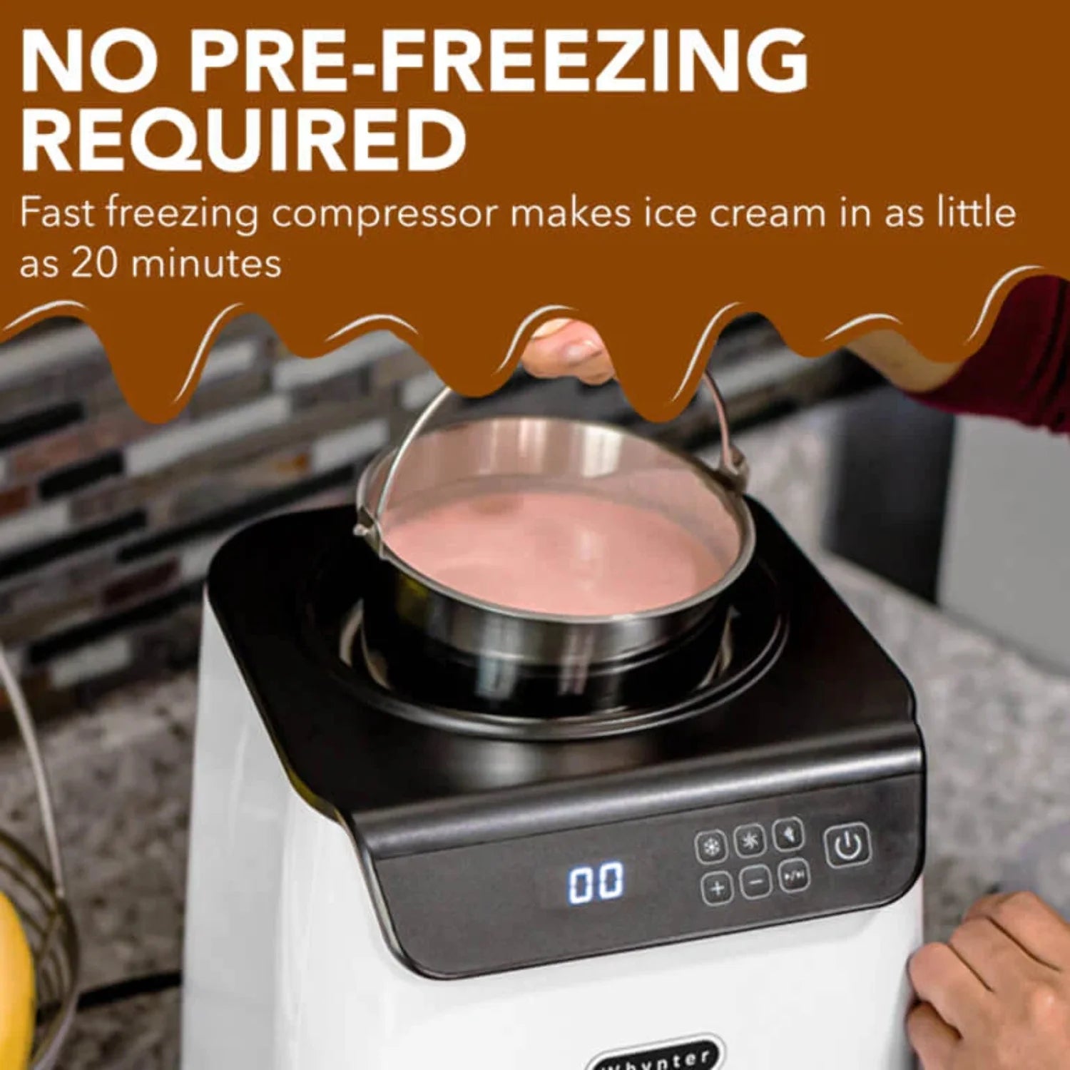 1.28 Quart Automatic Ice Cream Maker with Stainless Steel Bowl White L827949