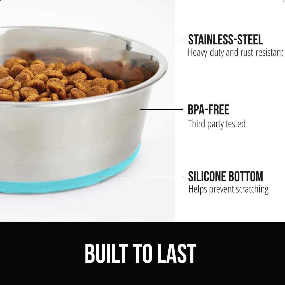 Stainless Steel Metal Dog Bowl Set of 2 with Rubber Base Z653
