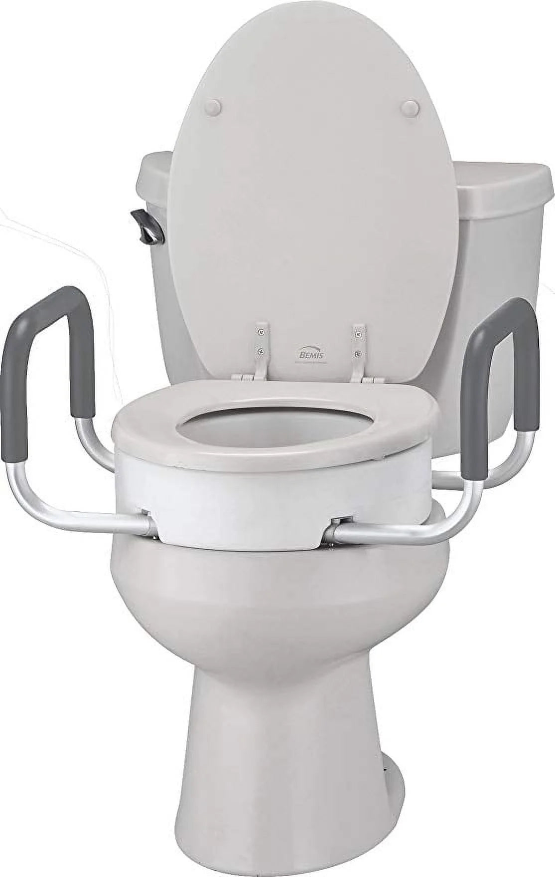 White Elongated Toilet Seat Riser with Arms Y24031