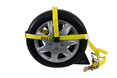 (4 Pack) 2"x144" Car Tie Down Straps with Ratchet Snap Hooks & 33" Over The Wheel Tire Straps K1990