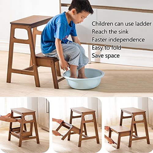 2-Step Folding Solid Wood Step Stool W1077