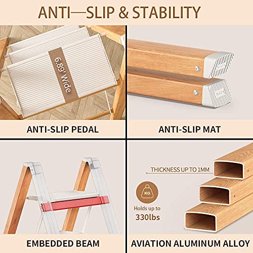Aluminum Folding Step Stool with Anti-Slip Pedal, 330 lbs F614
