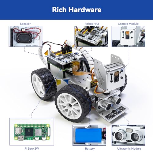 AI Video Robot Car Kit for Raspberry Pi 5/4/3B+/3B with Camera, Mic, Rechargeable Battery G711