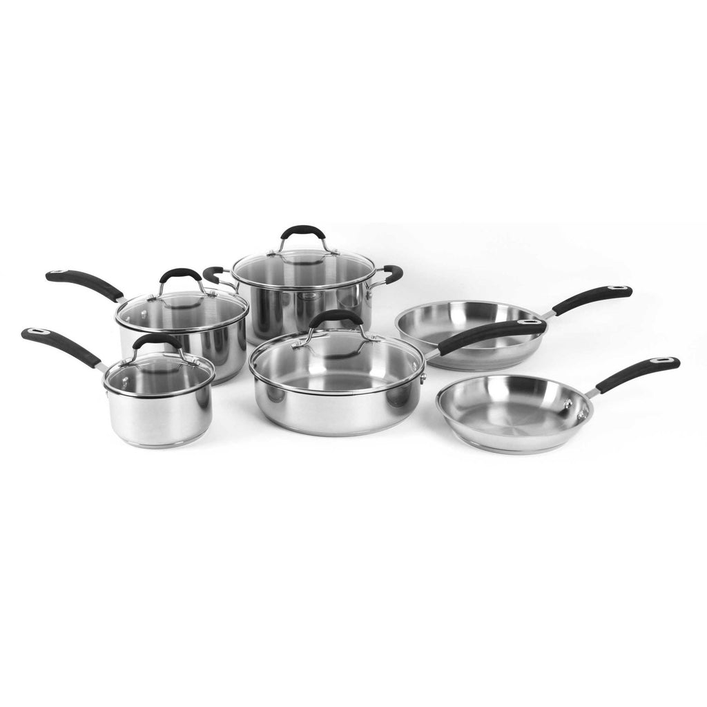 10-Piece Stainless Steel Cookware Set with Glass Lids C375724