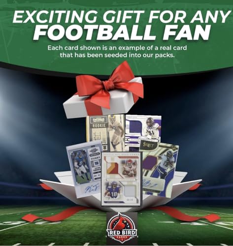 25 Cards Football Sports Card Mystery Pack with 4 Rookie Cards and 1 Autograph or Relic Card I438