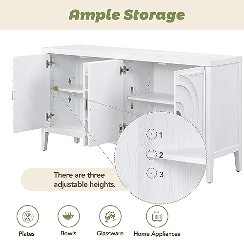 Black 4-Door Sideboard Cabinet with Adjustable Shelves F95320