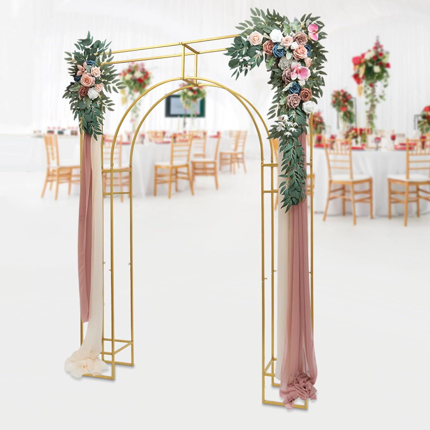 Gold Metal Double Arch Wedding Backdrop Stand W82130