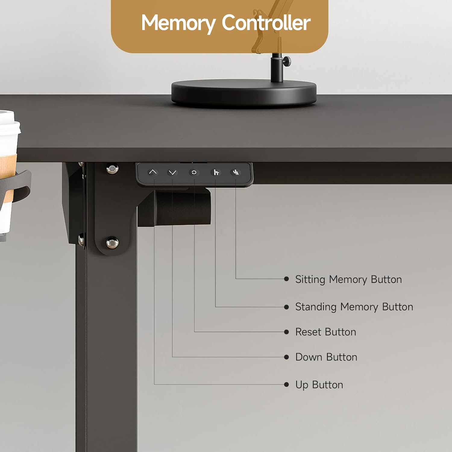 63x43 Inches L Shaped Electric Standing Desk Black K614