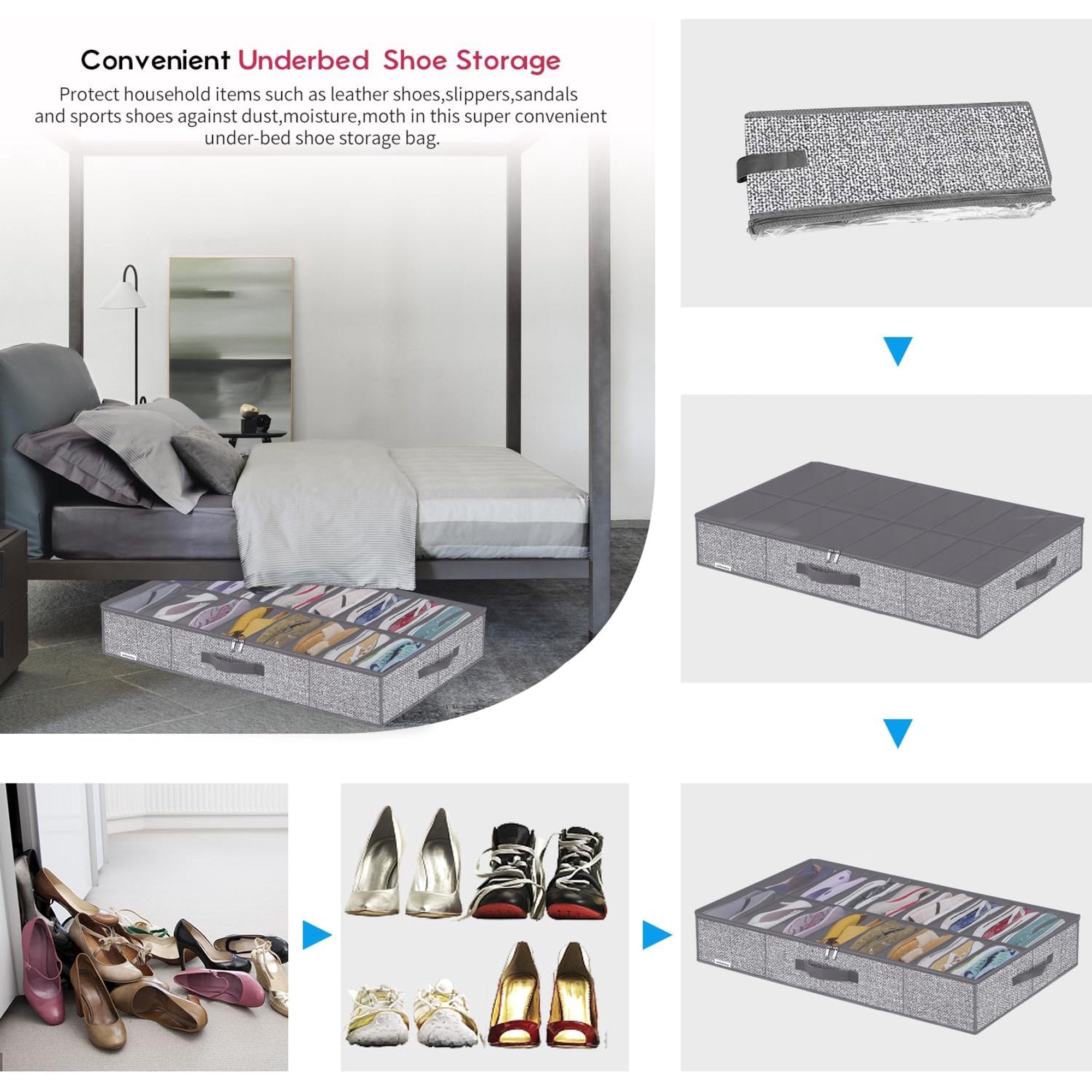 Under Bed Shoe Storage Organizer, Set of 2 N936712