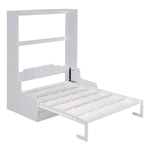 Queen Size White Wooden Murphy Bed with Sofa and Cushion Z5227