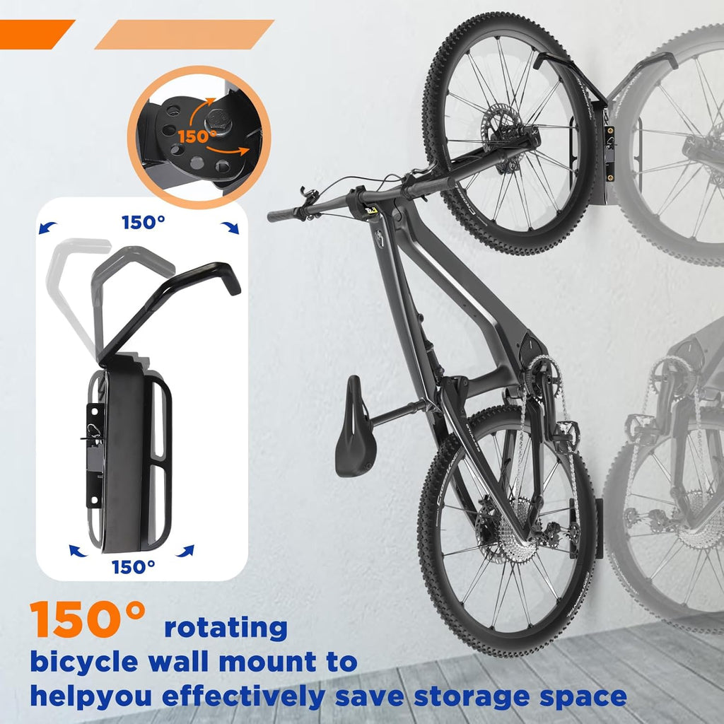 Black Swivel Bike Rack Wall Mount 4 Pcs Y2246