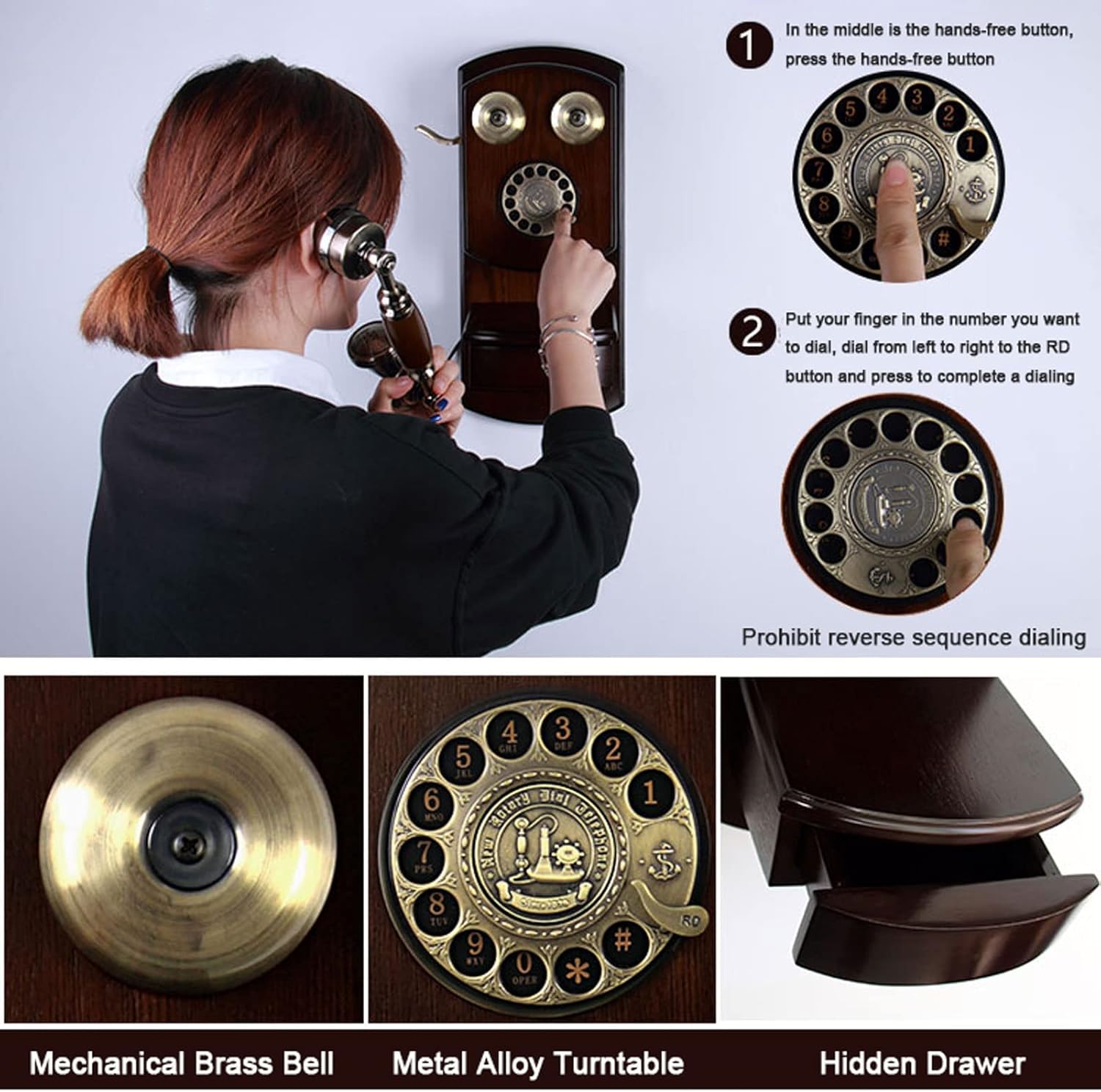 Retro Corded Rotary Dial Telephone H149870