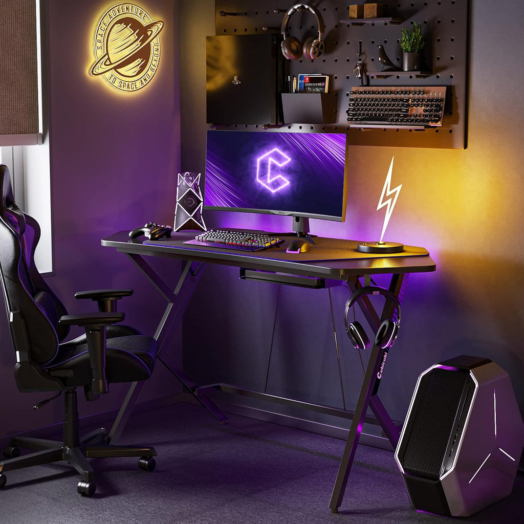 47 inch Gaming Desk with Carbon Fiber Surface and Cable Tray N695020