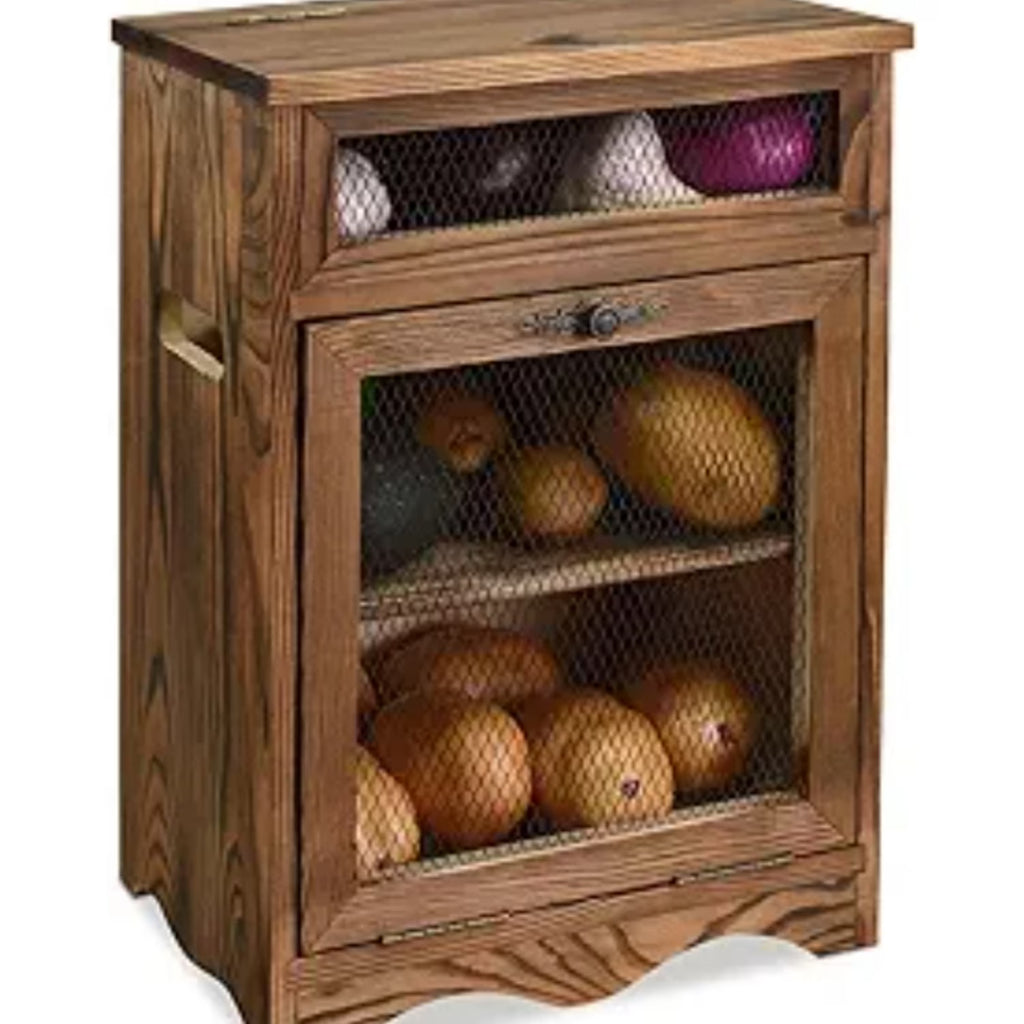 Wooden Countertop Storage Cabinet, 11.8W x 6.8D x 16H in, Rustic Color J60968