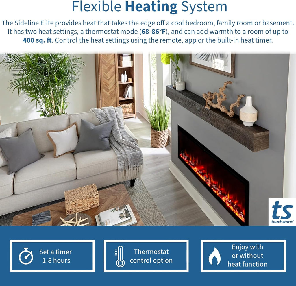 60 Inch Smart Electric Fireplace and 72 Inch Espresso Wood Mantel P340