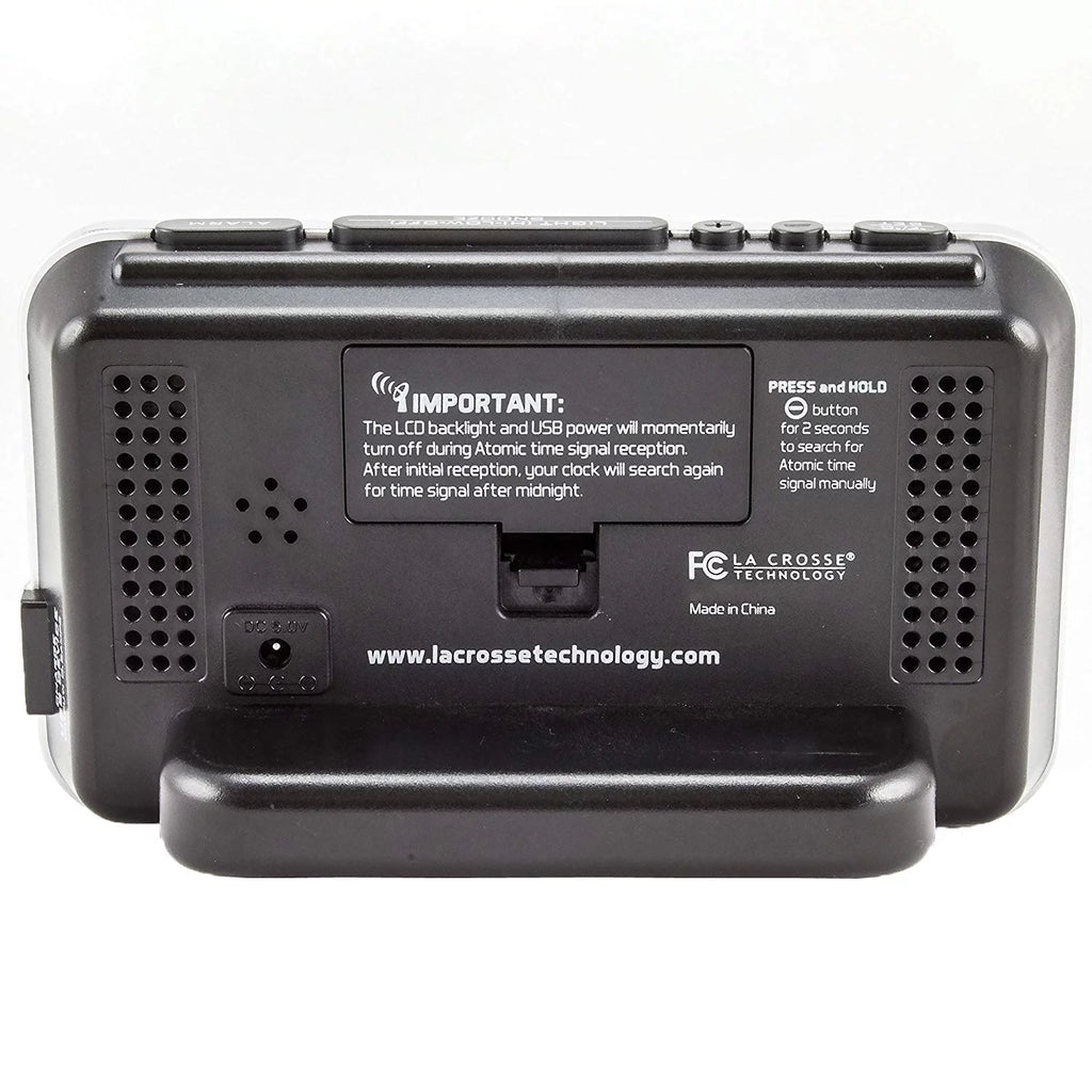 Black Atomic Alarm Clock with USB Charging Port J661218