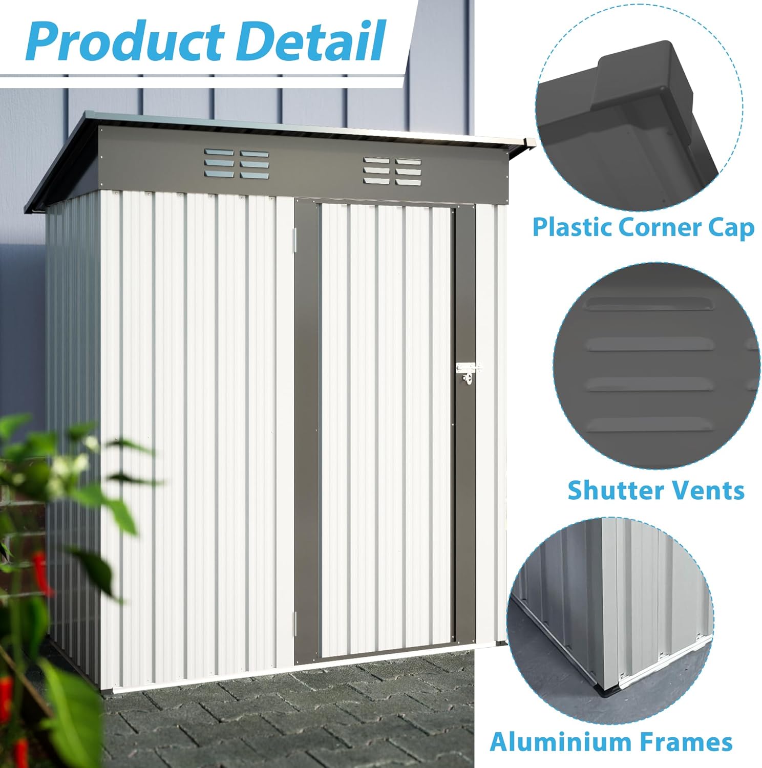 Metal Storage Shed 5x3 FT with Lockable Doors I15138