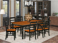 9 Pc Kitchen Table and Chair Set in Black and Cherry Finish Z6920