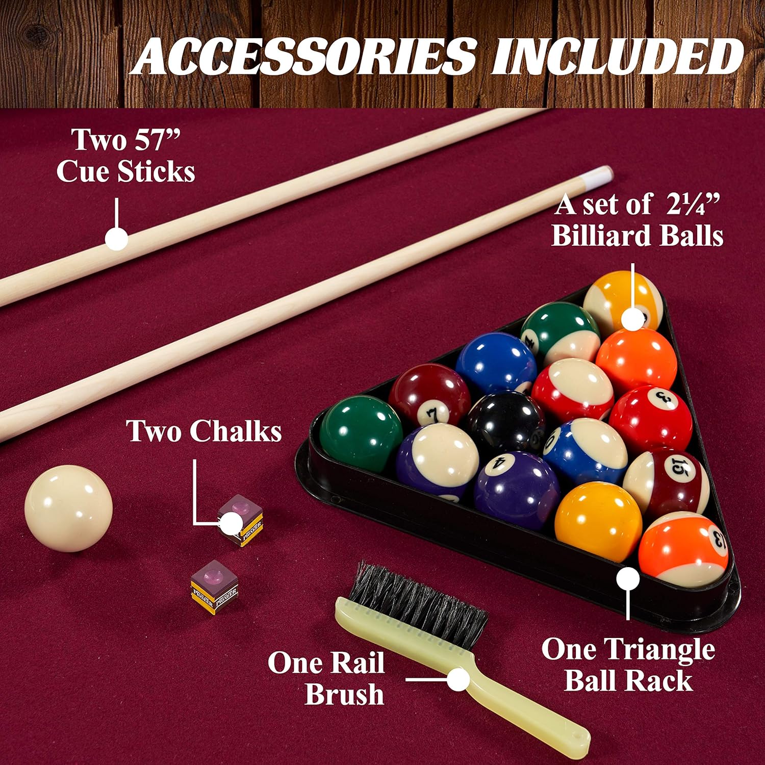 7.5' Drop Pocket Table with Pool Ball and Cue Stick Set P274