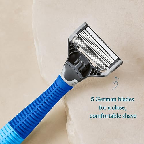 Men's Razor Set with 5 Razor Blade Refills, Travel Blade Cover, 2 oz Shave Gel P652