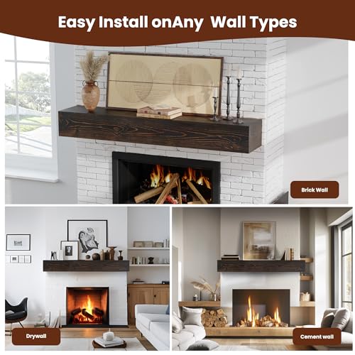 Oak Floating Mantel Shelf 60 X 9 X 6 inch J16142
