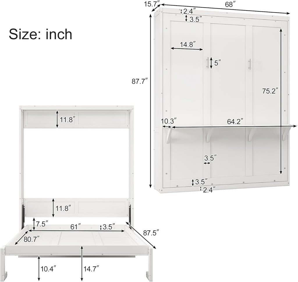Queen Size Murphy Bed with Desk R156