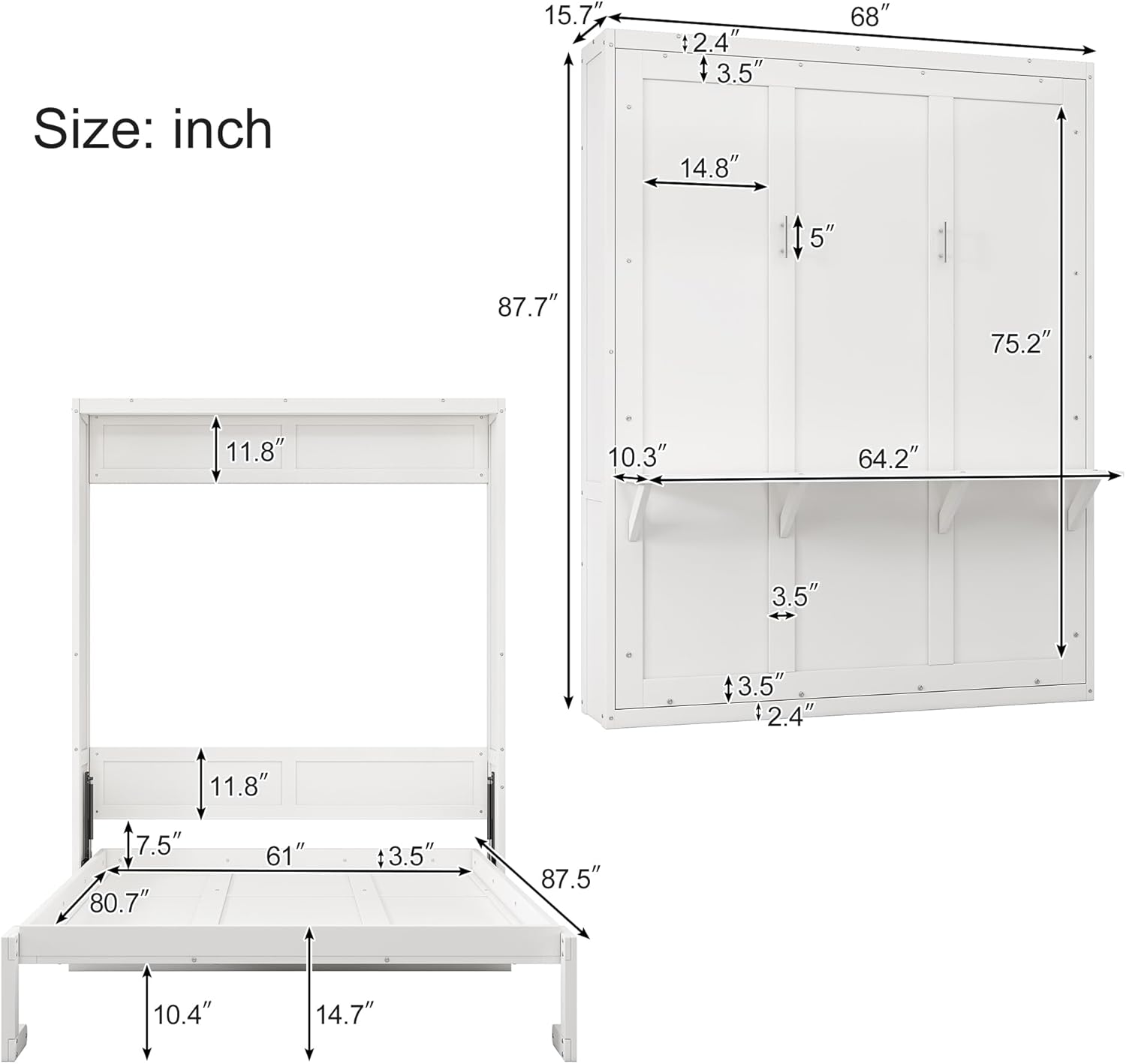 Queen Size Murphy Bed with Desk R156