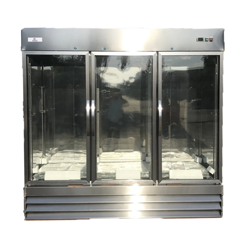 Three Glass Door Upright Reach-In Stainless Steel Commercial Refrigerator, 72 Cu. ft. S29101