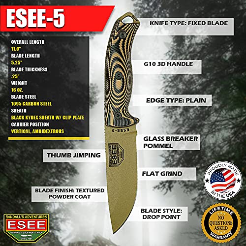 1095 Carbon Steel Fixed Blade Knife with Kydex Sheath Z12217
