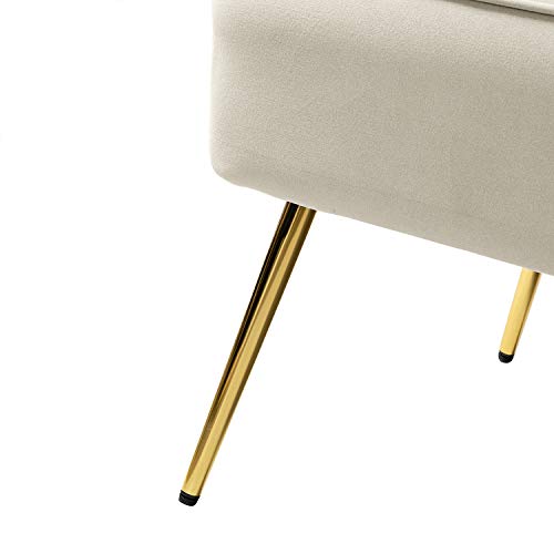Tan Velvet Loveseat Sofa with Golden Metal Legs N134