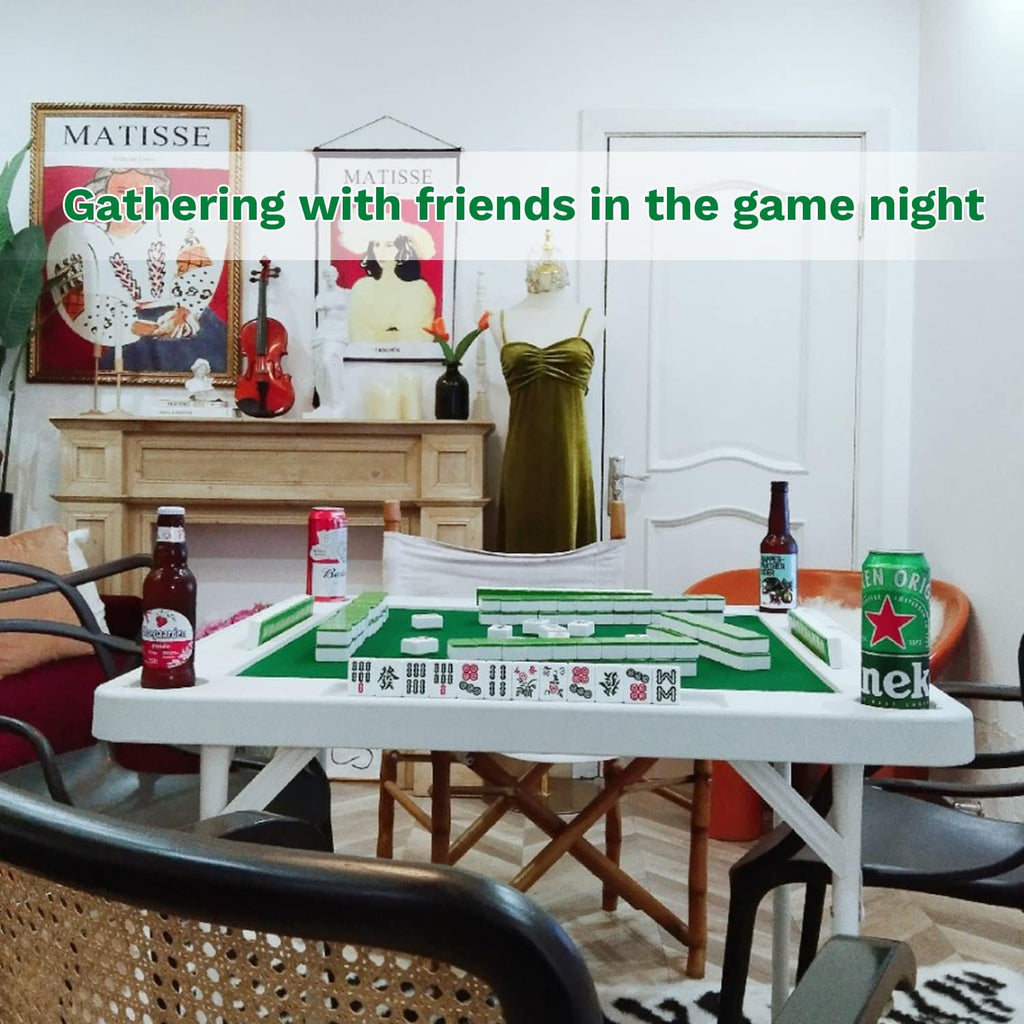 Square 4-Player Foldable Mahjong Table with Cup Holders and Trays N539150