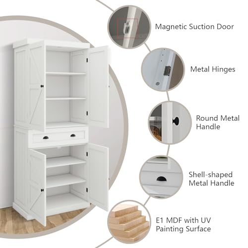 50" LED Kitchen Pantry Storage Cabinet with 2 Doors and Shelves V530